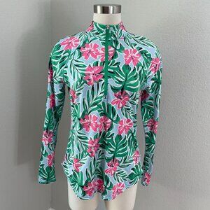 Jofit Womens Small Floral Long Sleeve 1/4 Zip Top Floral Tropical Golf Shirt